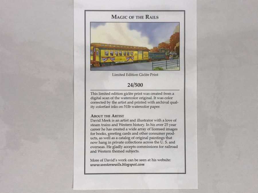 David Meek Hand Signed Limited Edition Giclee Print Titled Magic Of The Rails Santa Fe & Disneyland Railroad 25 Of 500 [Photo 7]