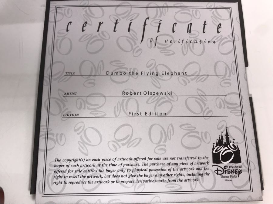 HAND SIGNED By Robert Olszewski First Edition Dumbo The Flying Elephant Mechanized And Working (See Video In Description) The Art Of Disney Theme Park Attraction Miniature Model With Box And Certificate Of Authenticity (Estimate $600-$1,500) [Photo 16]