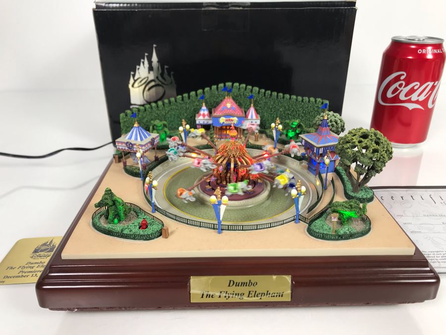 HAND SIGNED By Robert Olszewski First Edition Dumbo The Flying Elephant Mechanized And Working (See Video In Description) The Art Of Disney Theme Park Attraction Miniature Model With Box And Certificate Of Authenticity (Estimate $600-$1,500) [Photo 2]
