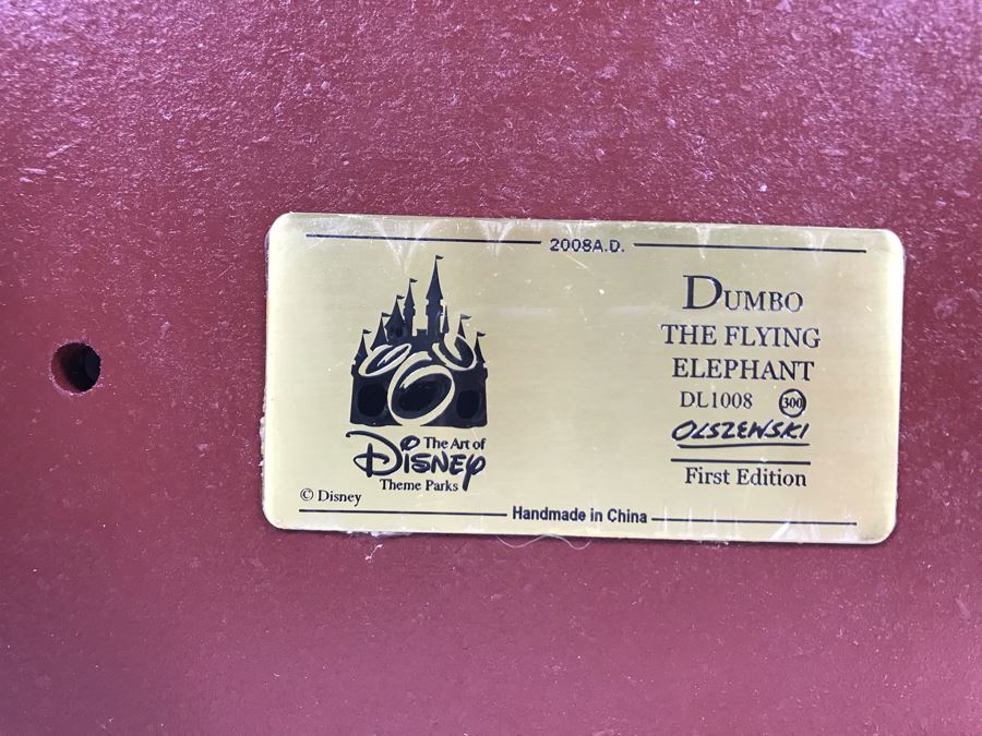 HAND SIGNED By Robert Olszewski First Edition Dumbo The Flying Elephant Mechanized And Working (See Video In Description) The Art Of Disney Theme Park Attraction Miniature Model With Box And Certificate Of Authenticity (Estimate $600-$1,500) [Photo 15]