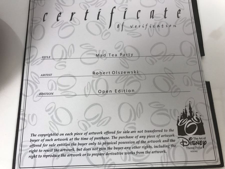 Robert Olszewski Mad Tea Party Mechanized And Working (See Video In Description) The Art Of Disney Disneyland Theme Park Attraction Miniature Model With Box And Certificate Of Authenticity (Estimate $1,000-$1,500) [Photo 8]