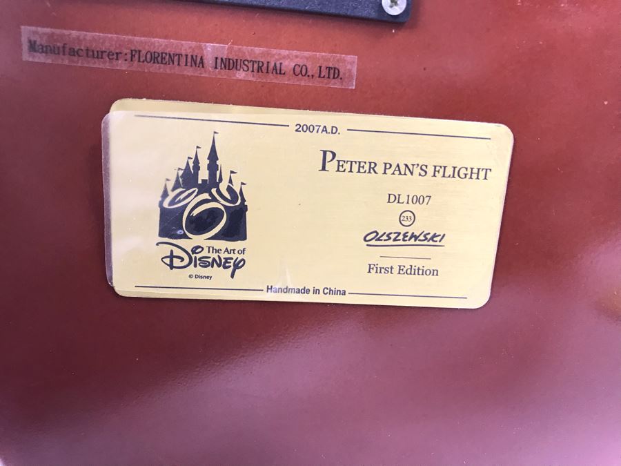 HAND SIGNED By Robert Olszewski First Edition Peter Pan's Flight The Art Of Disney Theme Park Attraction Miniature Model With Box And Certificate Of Authenticity (Estimate $600-$1,500) [Photo 21]