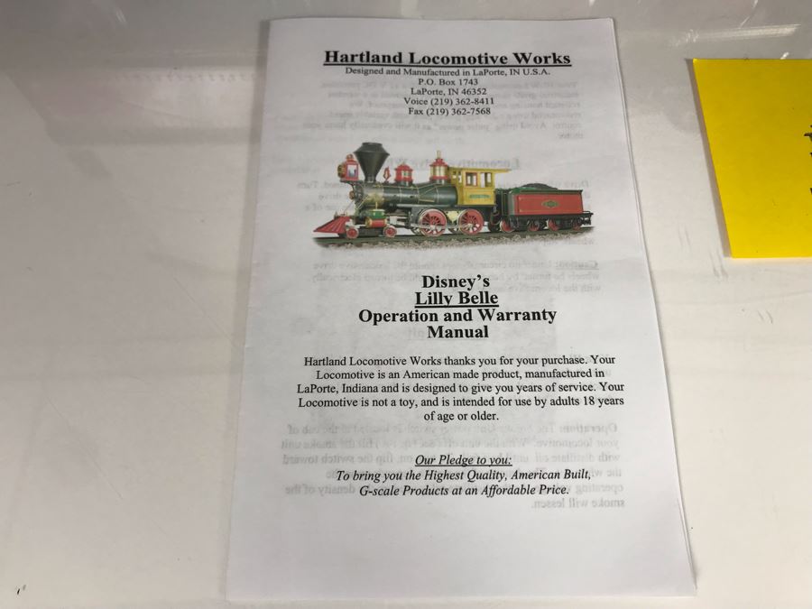 Disney's Lilly Belle Locomotive Train With Tender By Hartland Locomotive Works With Box [Photo 11]