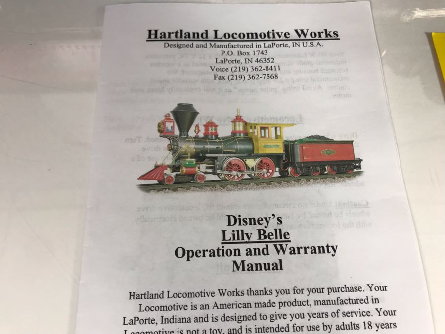 Disney's Lilly Belle Locomotive Train With Tender By Hartland Locomotive Works With Box [Photo 18]