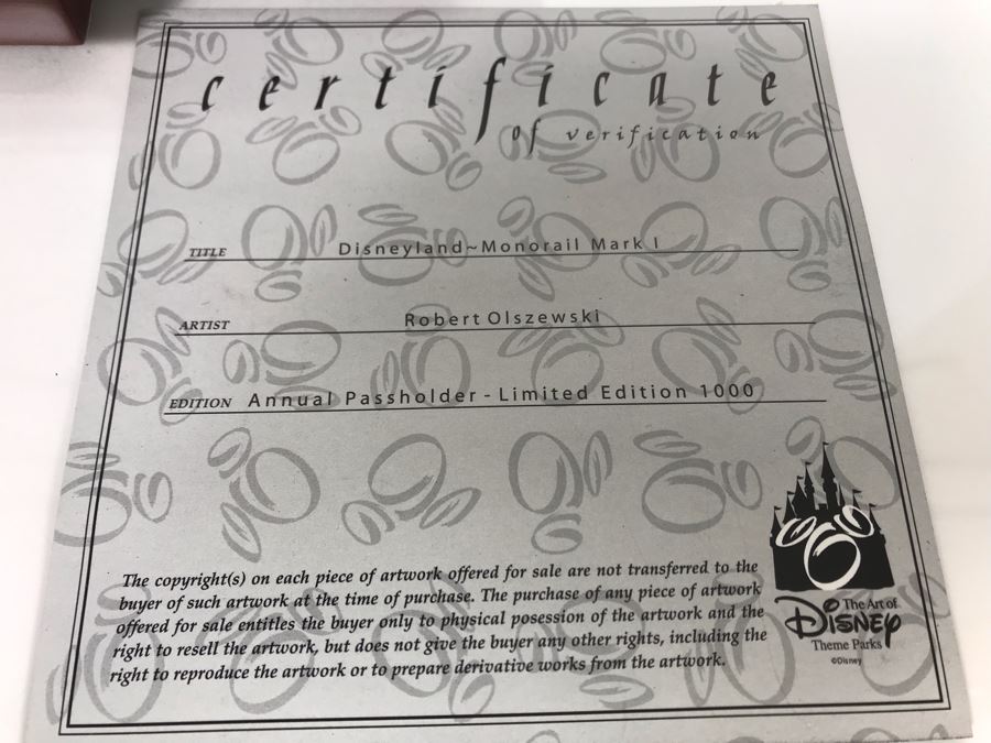 Disneyland's Main Street USA Miniature Model Board COMPLETE FIRST EDITION / Individually HAND SIGNED Models With Original Boxes By Robert Olszewski With Signed Michael Broggie Train And Accessories 6' X 3' Estimate $20,000-$35,000 (SEE DESCRIPTION) [Photo 115]