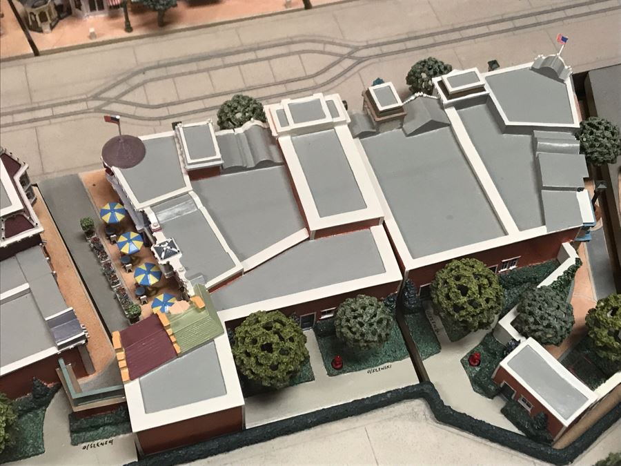 Disneyland's Main Street USA Miniature Model Board COMPLETE FIRST EDITION / Individually HAND SIGNED Models With Original Boxes By Robert Olszewski With Signed Michael Broggie Train And Accessories 6' X 3' Estimate $20,000-$35,000 (SEE DESCRIPTION) [Photo 25]