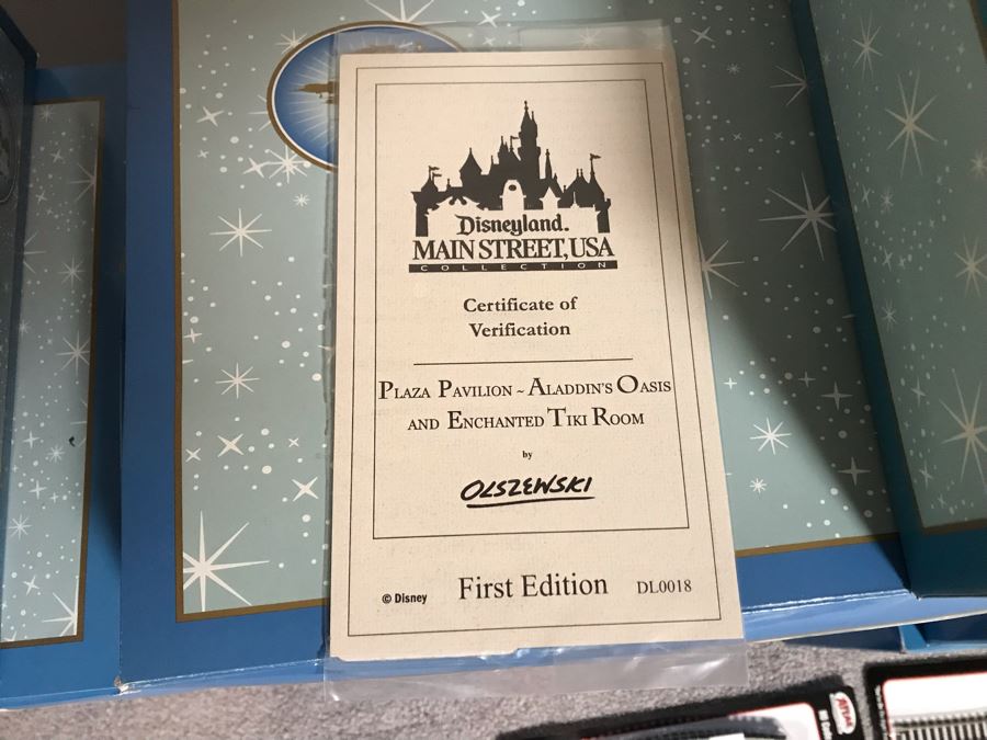 Disneyland's Main Street USA Miniature Model Board COMPLETE FIRST EDITION / Individually HAND SIGNED Models With Original Boxes By Robert Olszewski With Signed Michael Broggie Train And Accessories 6' X 3' Estimate $20,000-$35,000 (SEE DESCRIPTION) [Photo 65]