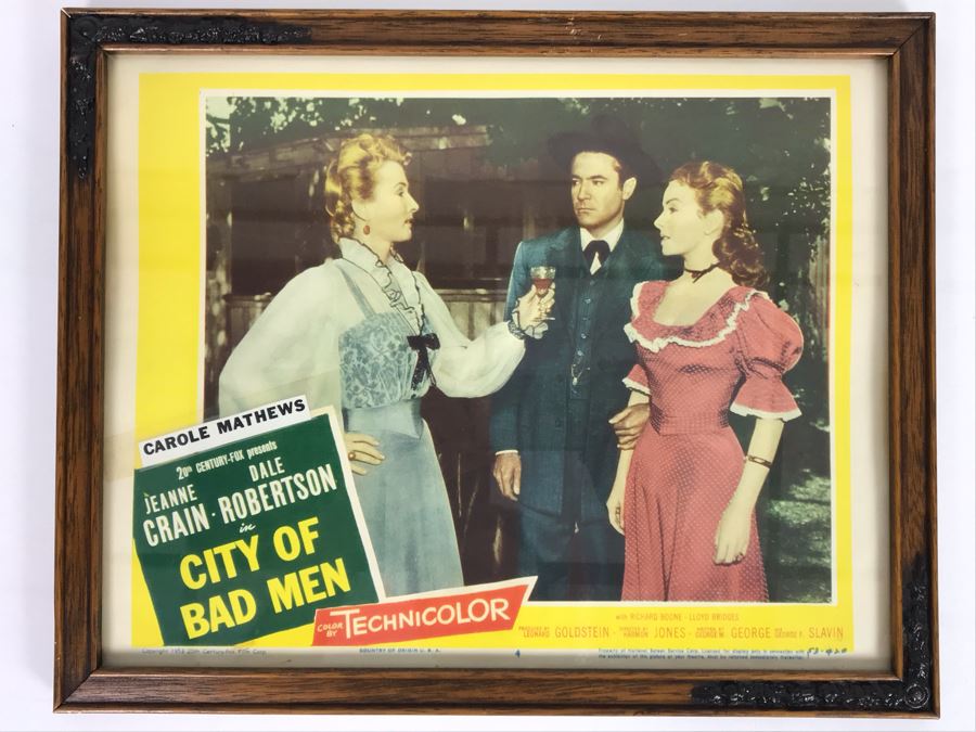 City Of Bad Men 1953 Movie Poster Lobby Card Featuring Actress Carole Mathews 20th Century Fox Film Corp Framed 15 X 12
