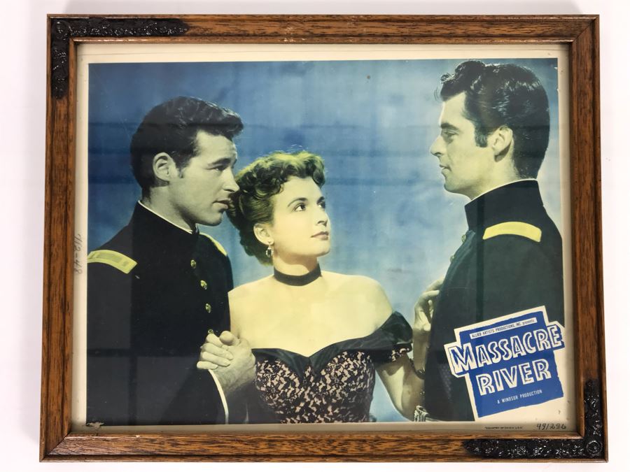 Massacre River 1949 Movie Poster Lobby Card Featuring Actress Carole Mathews Allied Artists Framed 15 X 12