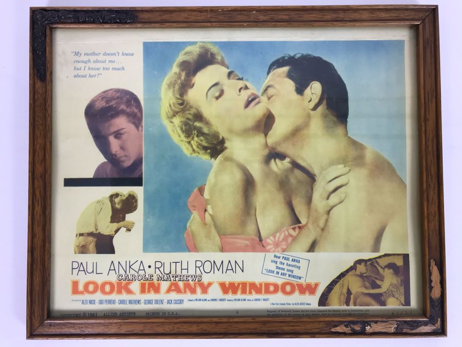 Look In Any Window 1961 Movie Poster Lobby Card Featuring Actress Carole Mathews Allied Artists Framed 15 X 12 [Photo 1]
