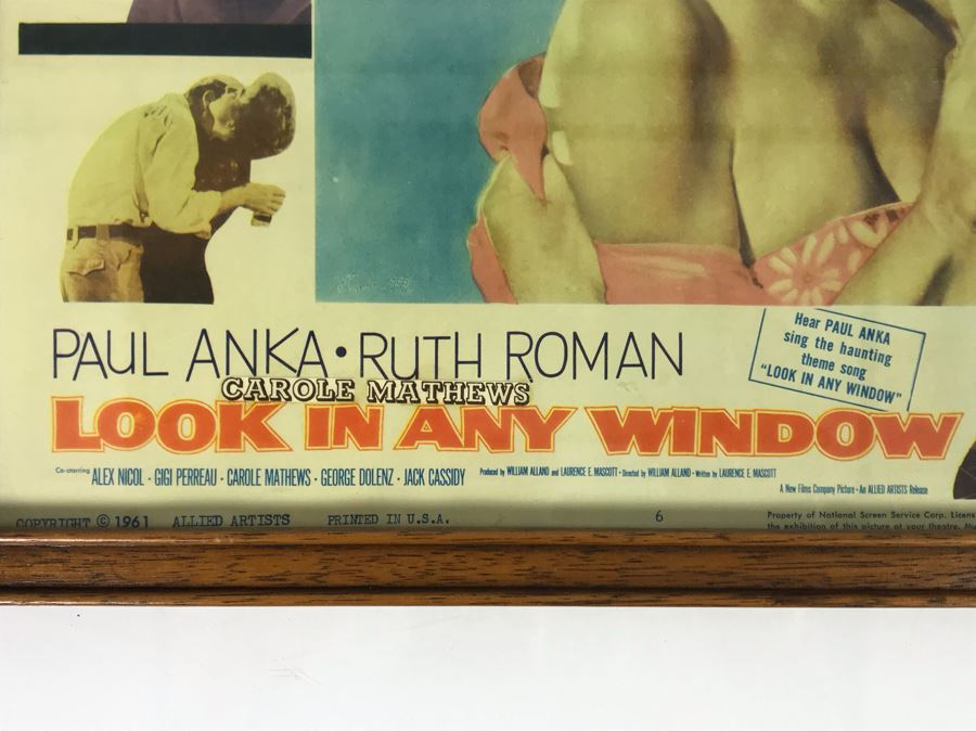 Look In Any Window 1961 Movie Poster Lobby Card Featuring Actress Carole Mathews Allied Artists Framed 15 X 12 [Photo 5]