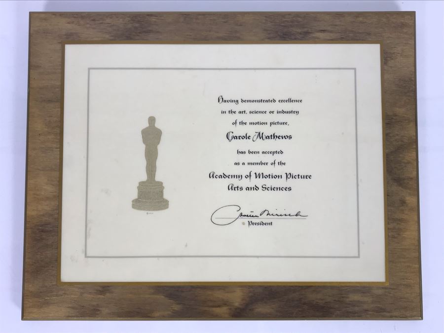Actress Carole Mathews Framed Academy Of Arts And Sciences Membership Certificate 14 X 11 [Photo 2]