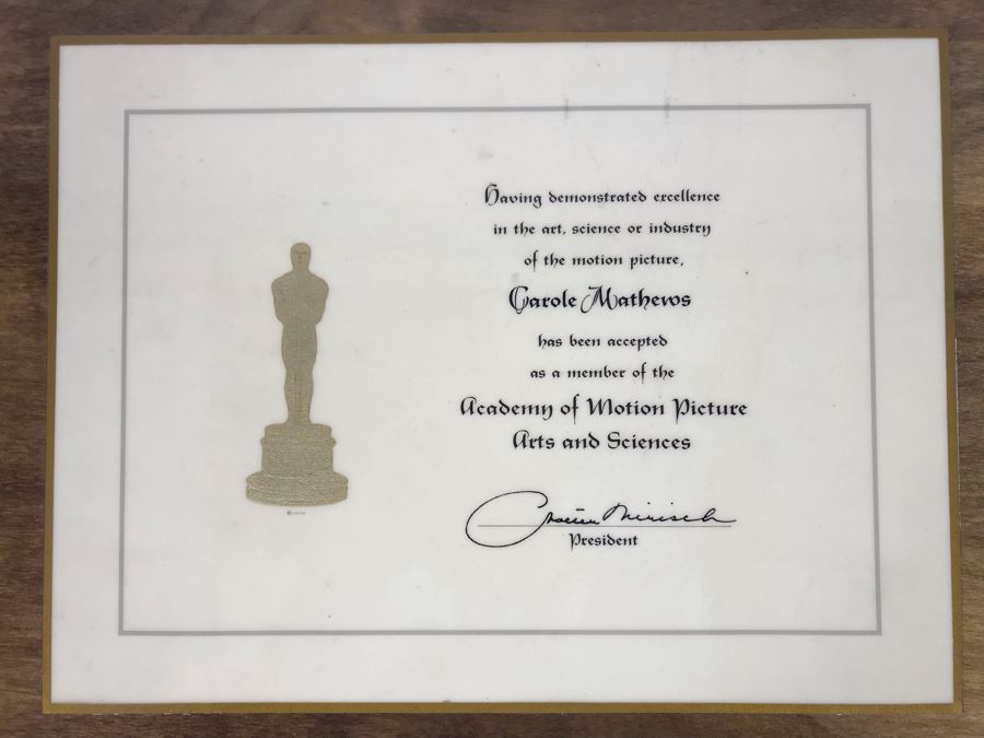 Actress Carole Mathews Framed Academy Of Arts And Sciences Membership Certificate 14 X 11 [Photo 3]
