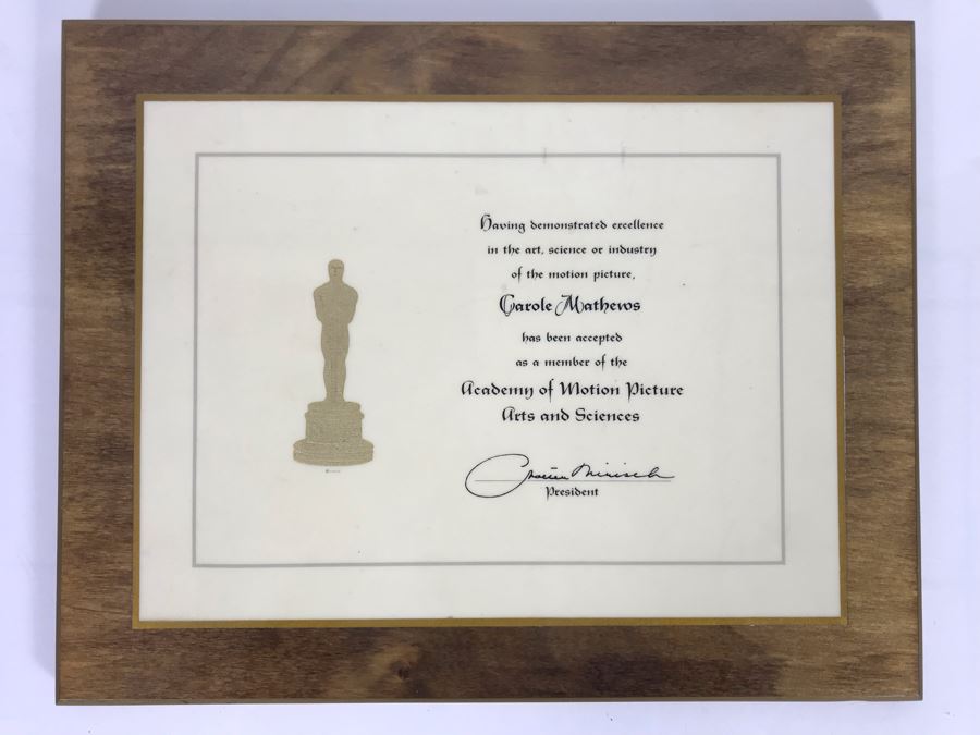 Actress Carole Mathews Framed Academy Of Arts And Sciences Membership Certificate 14 X 11 [Photo 2]