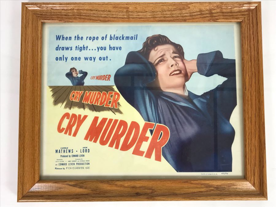 Cry Murder 1950 Movie Poster Lobby Card Featuring Actress Carole Mathews Film Classics, Inc Framed 16 X 13 [Photo 1]