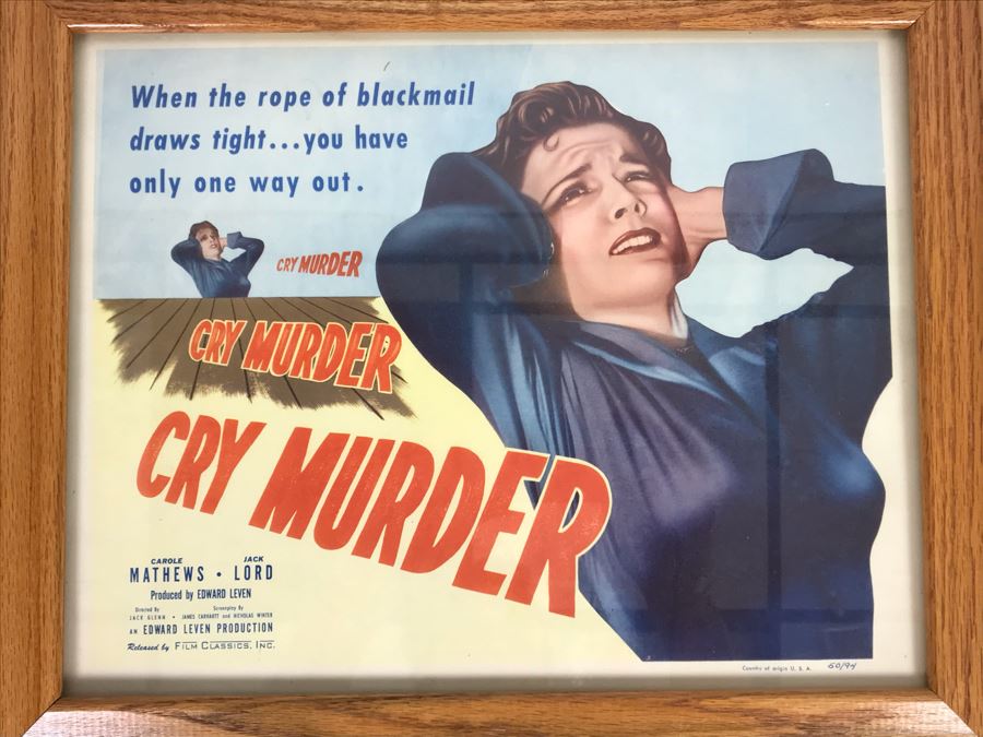 Cry Murder 1950 Movie Poster Lobby Card Featuring Actress Carole Mathews Film Classics, Inc Framed 16 X 13 [Photo 2]