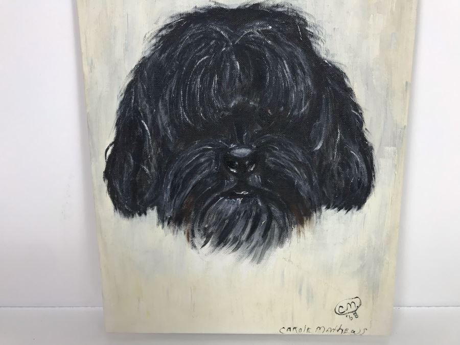 Original 1968 Painting By Actress Carole Mathews Of Her Dog 10 X 14 [Photo 3]