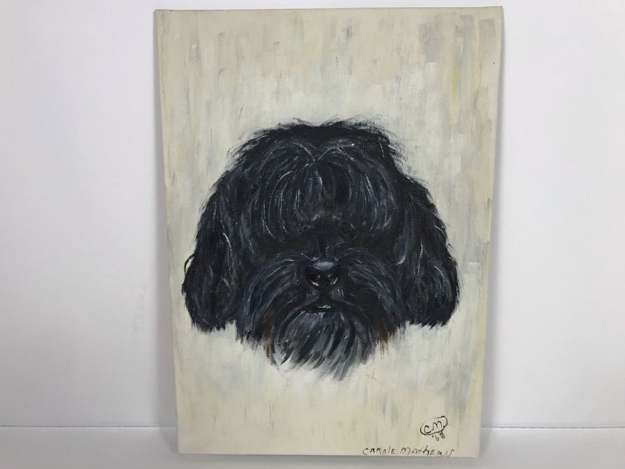 Original 1968 Painting By Actress Carole Mathews Of Her Dog 10 X 14 [Photo 2]