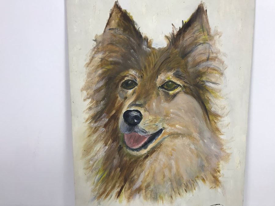 Original 1968 Painting By Actress Carole Mathews Of Her Dog 10 X 14 [Photo 3]