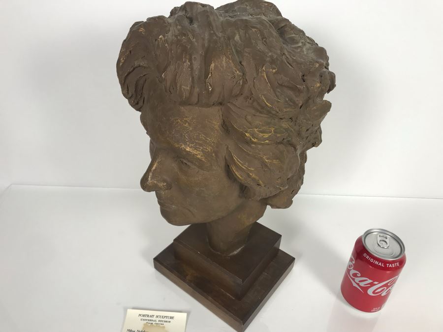 Original Signed Portrait Sculpture By Milton Nickelsen Of Actress Carole Mathews 8W X 16H [Photo 5]