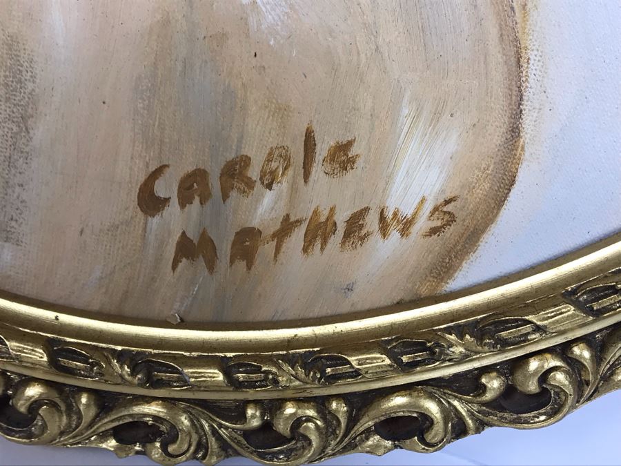 Original Painting Of Child By Actress Carole Mathews In Oval Gilded Frame 18.5 X 22 [Photo 5]