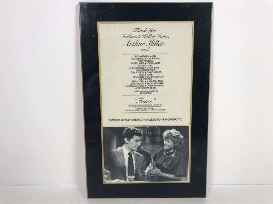Framed Thank You Hallmark Hall Of Fame Plaque Presented To Actress Carole Mathews For Her Role In NBC-TV's 1978 TV Movie Comedy 'Fame' By Arthur Miller 9.5 X 15 [Photo 2]