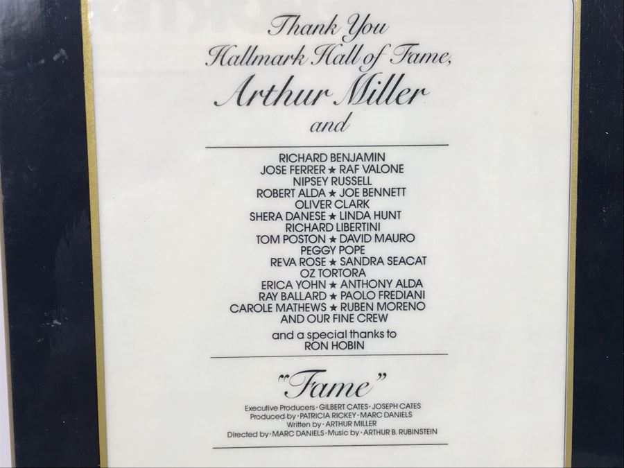 Framed Thank You Hallmark Hall Of Fame Plaque Presented To Actress Carole Mathews For Her Role In NBC-TV's 1978 TV Movie Comedy 'Fame' By Arthur Miller 9.5 X 15 [Photo 4]