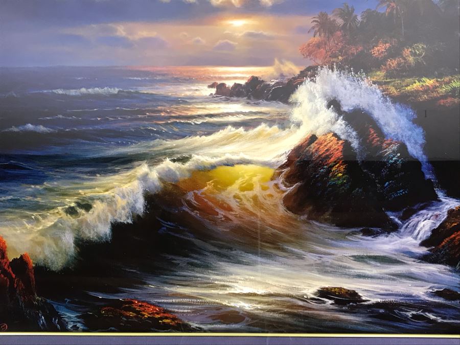 Signed Limited Edition William DeShazo Framed Seascape Ocean Waves Print 27 X 20 [Photo 7]