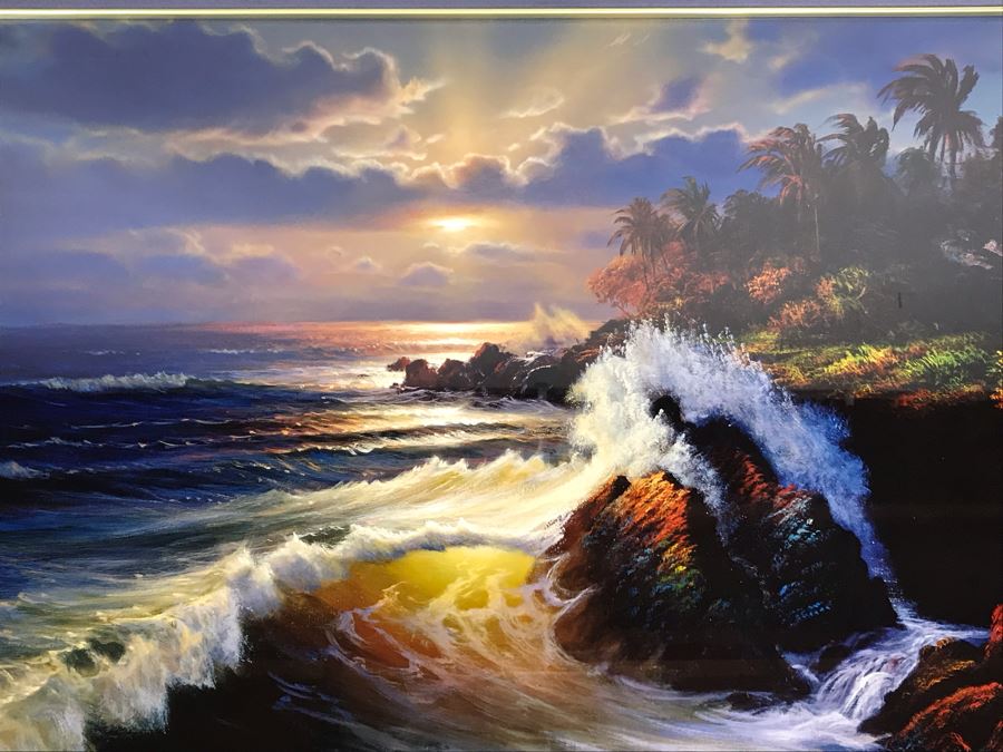 Signed Limited Edition William DeShazo Framed Seascape Ocean Waves ...