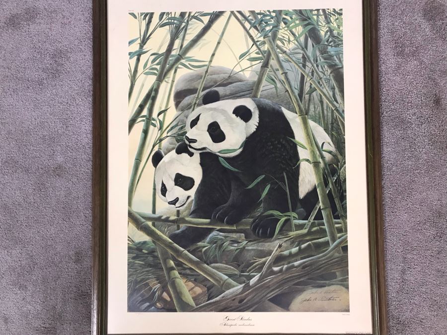John A. Ruthven (1924-2020) Hand Signed Limited Edition Giant Pandas Print By Wildlife Internationale, Inc 1972 Framed 24 X 32 [Photo 3]