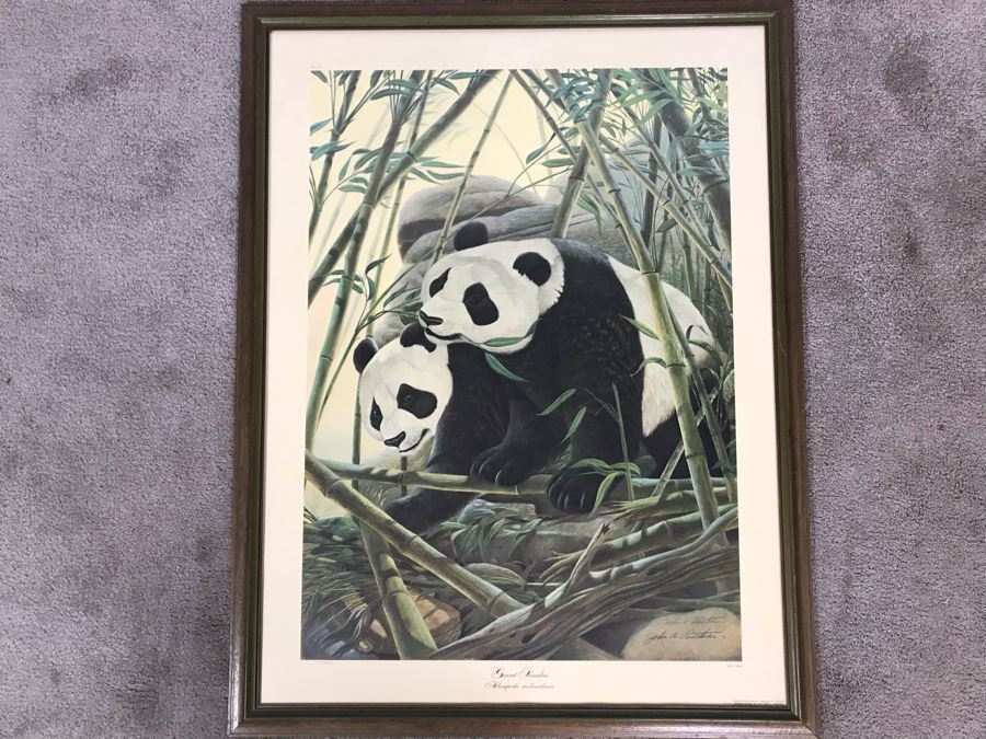 John A. Ruthven (1924-2020) Hand Signed Limited Edition Giant Pandas Print By Wildlife Internationale, Inc 1972 Framed 24 X 32 [Photo 2]