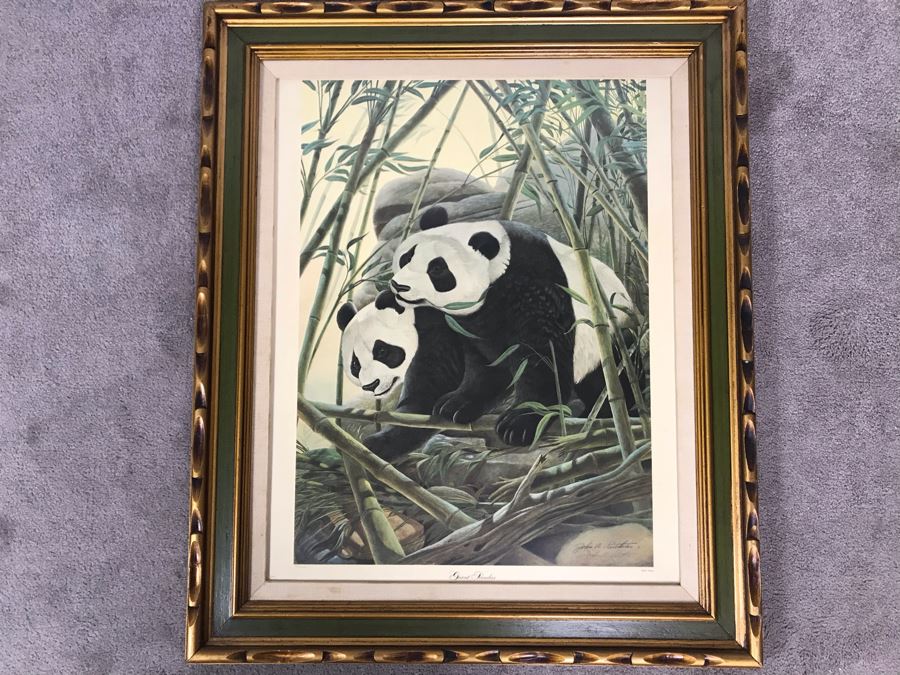 John A. Ruthven (1924-2020) Hand Signed Limited Edition Giant Pandas Print By Wildlife Internationale, Inc 1972 Framed 24 X 32 [Photo 2]