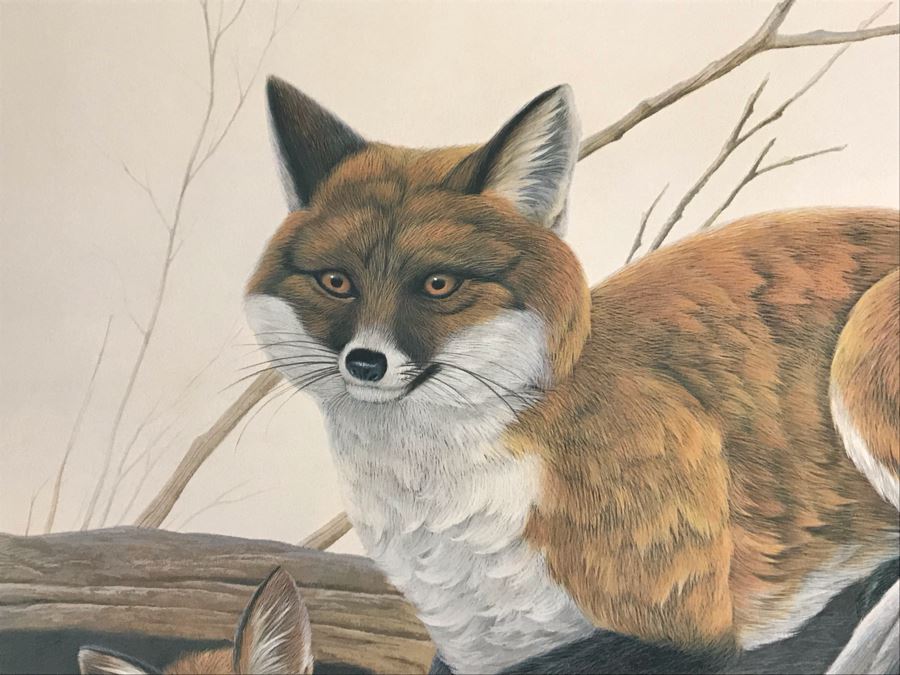 John A. Ruthven (1924-2020) Hand Signed Limited Edition Red Foxes Print 