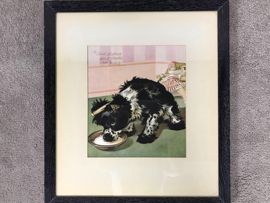 Albert Staehle (1899-1974) Hand Signed Print (One Of America's Most Popular Illustrators From 1930s-1960s When He Did Many Saturday Evening Post Covers) Framed Signed Albert Staehle And Butch 10 X 12 [Photo 1]