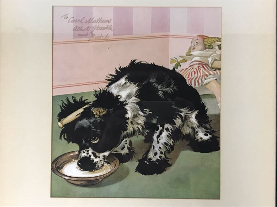 Albert Staehle (1899-1974) Hand Signed Print (One Of America's Most Popular Illustrators From 1930s-1960s When He Did Many Saturday Evening Post Covers) Framed Signed Albert Staehle And Butch 10 X 12 [Photo 3]