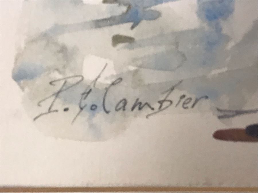 Pierre Eugene Cambier (1914-2000) Original Signed Paris Street Scene With Eiffel Tower Watercolor Painting Framed 12 X 9 [Photo 8]