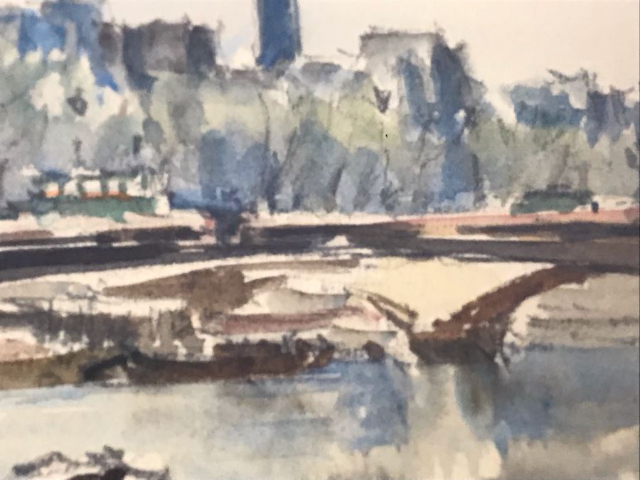 Pierre Eugene Cambier (1914-2000) Original Signed Paris Street Scene With Eiffel Tower Watercolor Painting Framed 12 X 9 [Photo 9]