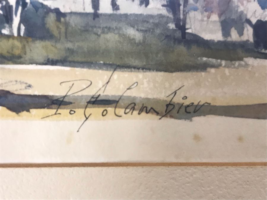 Pierre Eugene Cambier (1914-2000) Original Signed Paris Street Scene Watercolor Painting Framed 12 X 9 [Photo 7]