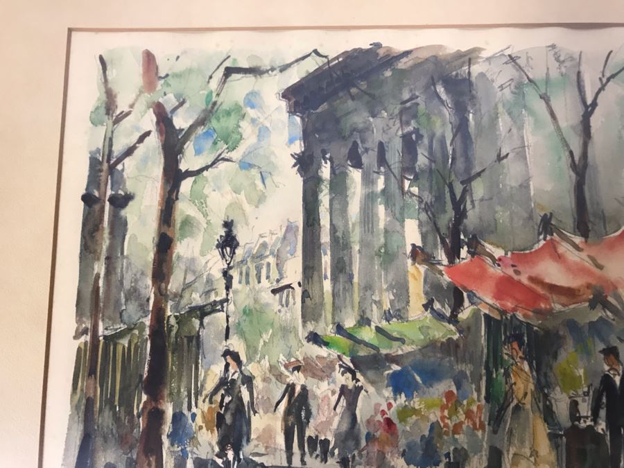 Pierre Eugene Cambier (1914-2000) Original Signed Paris Street Scene Watercolor Painting Framed 12 X 9 [Photo 6]