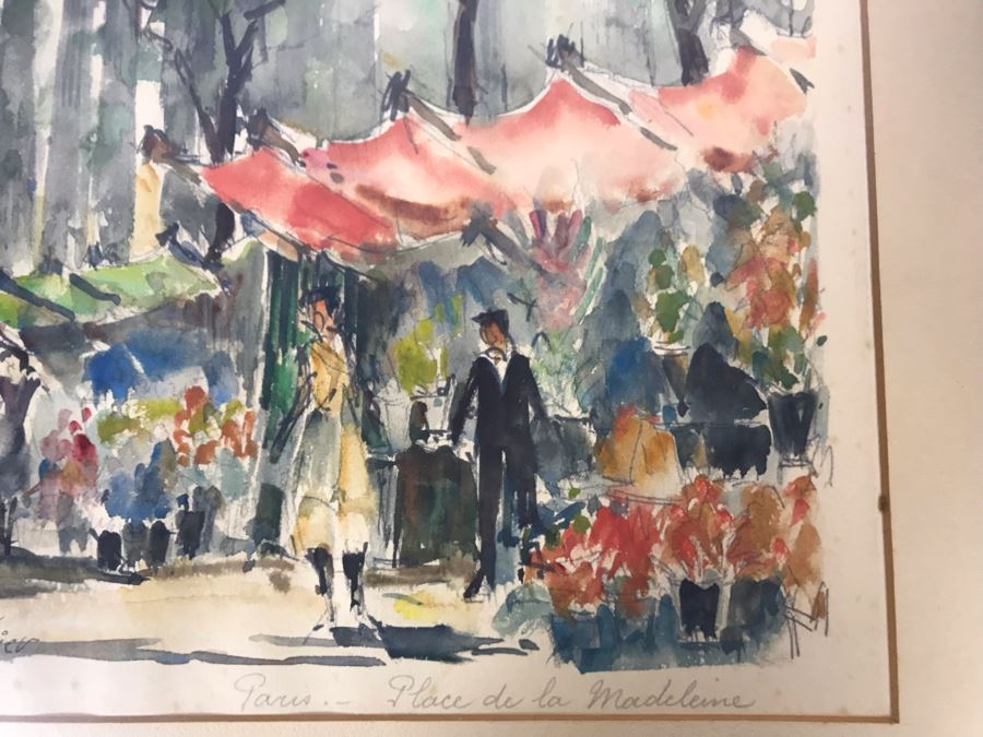 Pierre Eugene Cambier (1914-2000) Original Signed Paris Street Scene Watercolor Painting Framed 12 X 9 [Photo 3]