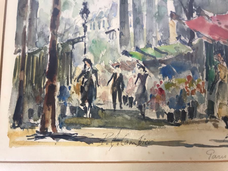Pierre Eugene Cambier (1914-2000) Original Signed Paris Street Scene Watercolor Painting Framed 12 X 9 [Photo 5]