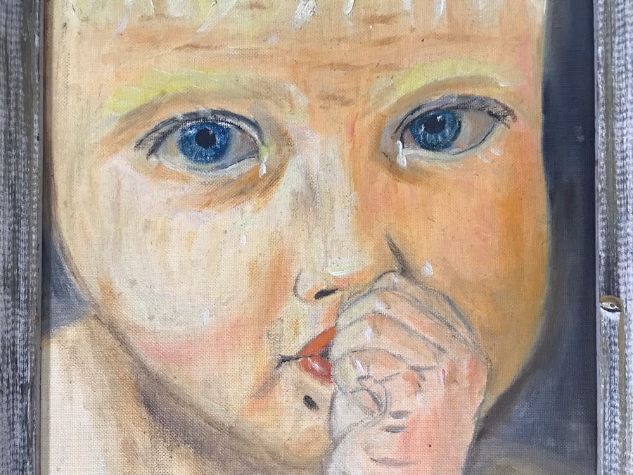 Original Painting Of Child By Actress Carole Mathews Framed 9 X 12 [Photo 4]