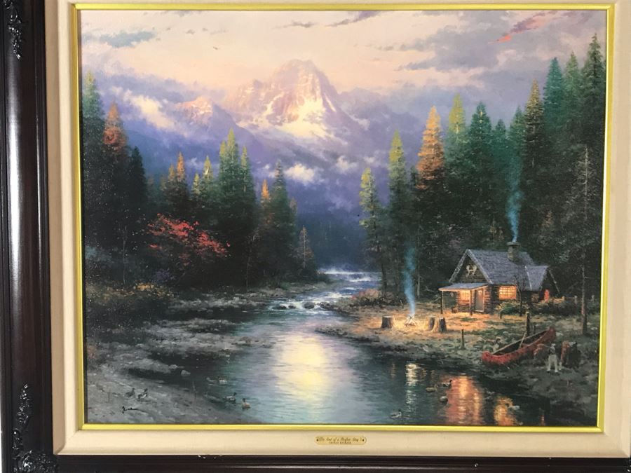Thomas Kinkade Hand Signed Print Titled 'The End Of A Perfect Day II' Framed 29 X 23 [Photo 6]
