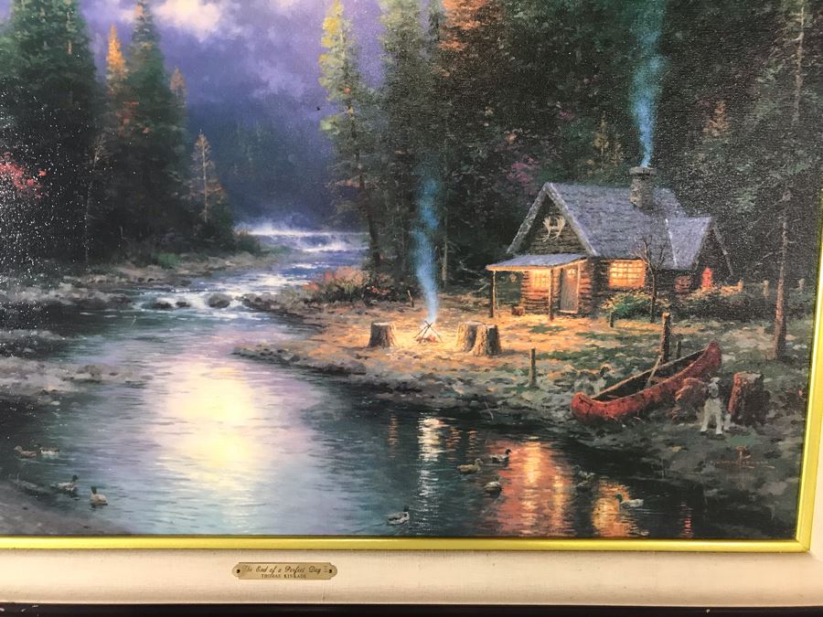 Thomas Kinkade Hand Signed Print Titled 'The End Of A Perfect Day II' Framed 29 X 23 [Photo 14]