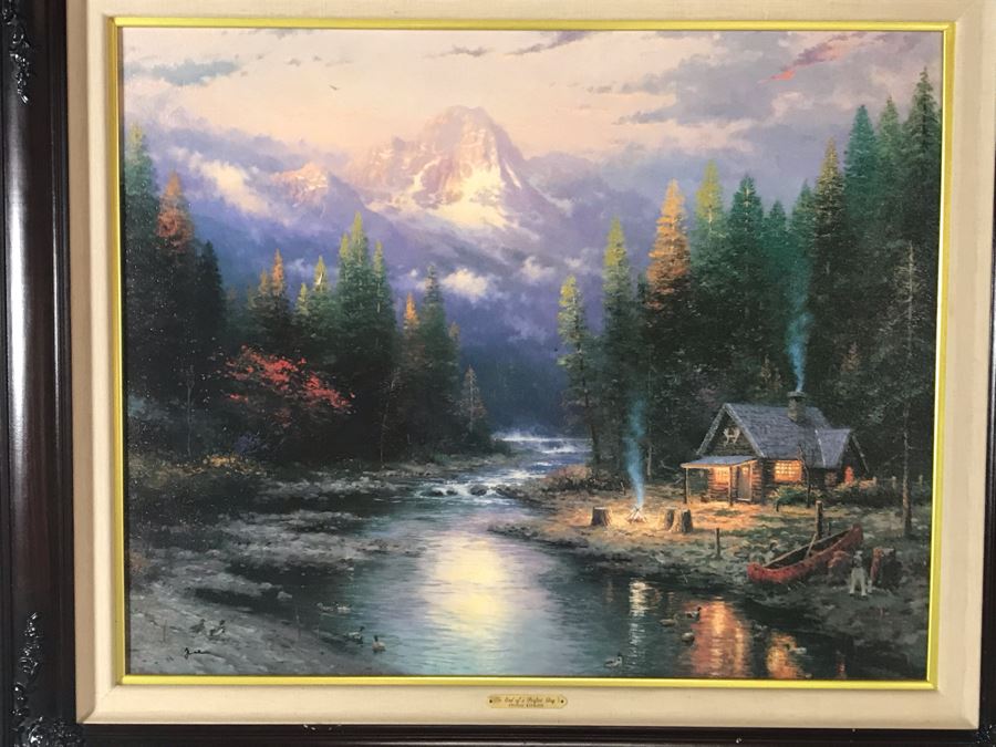 Thomas Kinkade Hand Signed Print Titled 'The End Of A Perfect Day II' Framed 29 X 23 [Photo 5]