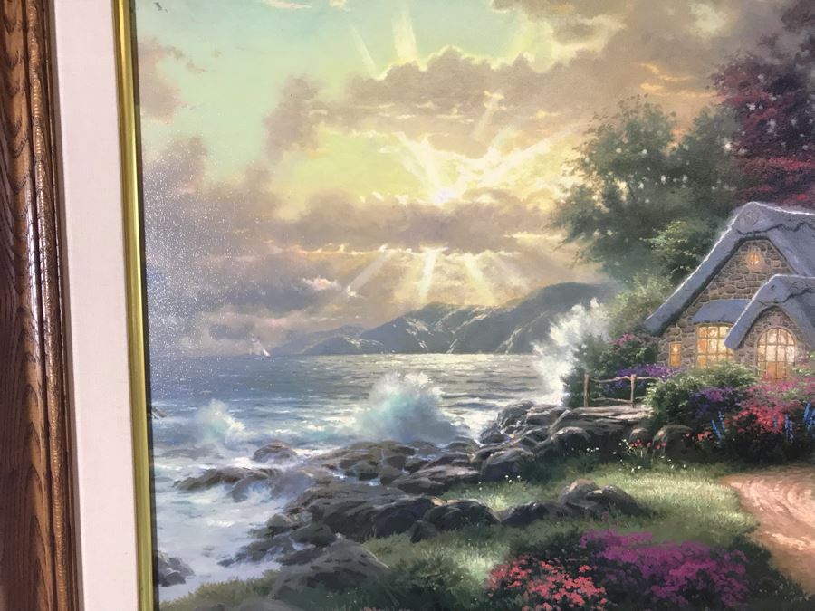 Thomas Kinkade Hand Signed Print Titled 'A New Day Dawning - Romance Of The Sea I' Framed 33 X 24 [Photo 5]