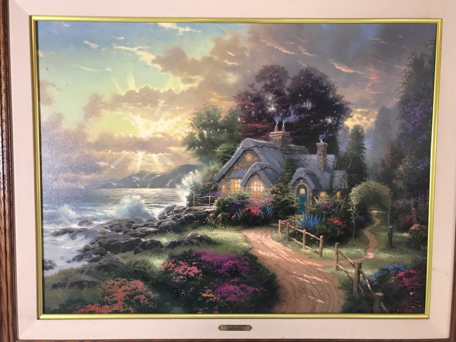 Thomas Kinkade Hand Signed Print Titled 'A New Day Dawning - Romance Of The Sea I' Framed 33 X 24 [Photo 4]
