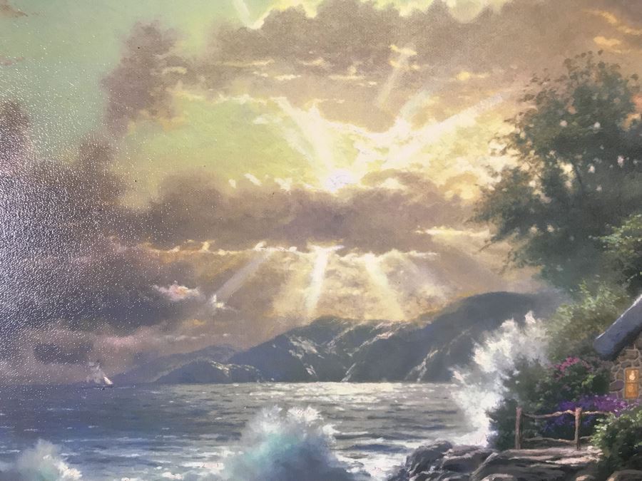 Thomas Kinkade Hand Signed Print Titled 'A New Day Dawning - Romance Of The Sea I' Framed 33 X 24 [Photo 6]