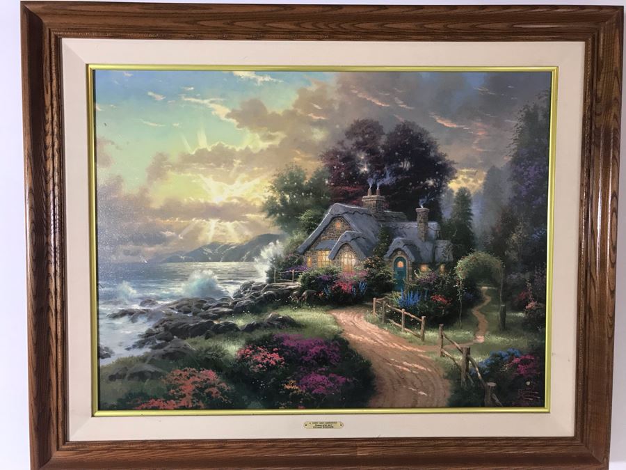 Thomas Kinkade Hand Signed Print Titled 'A New Day Dawning - Romance Of The Sea I' Framed 33 X 24 [Photo 3]