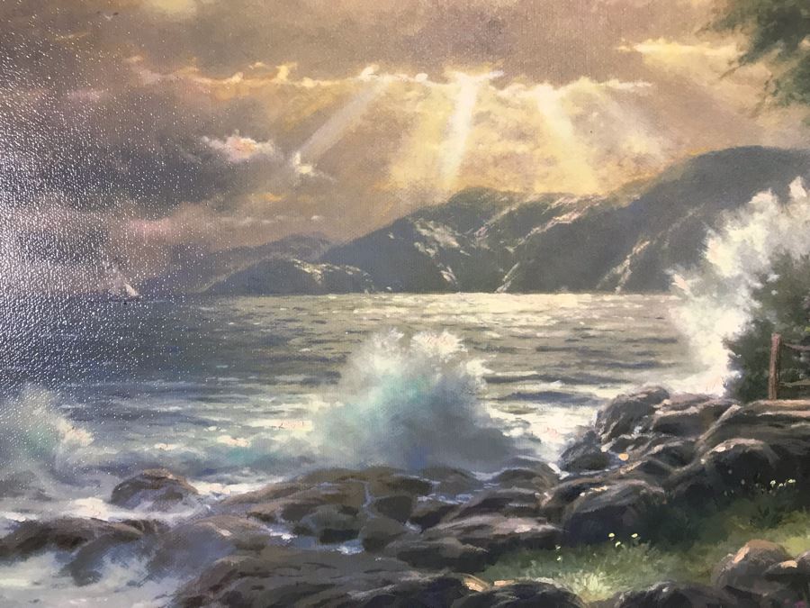 Thomas Kinkade Hand Signed Print Titled 'A New Day Dawning - Romance Of The Sea I' Framed 33 X 24 [Photo 7]